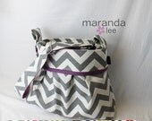Stella Chevron Diaper Bag Medium CUSTOM Chevron and Accent -Build a Bag- 6 pockets Adjustable Strap Attach to Stroller