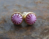Vintage Pink Glass Striated Earrings
