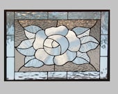 Stained glass panel window English rose clear stained glass window panel window hanging stained glass flower
