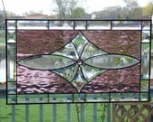 Victorian bevel cluster stained glass panel window pale purple stained glass window panel window hanging large transom