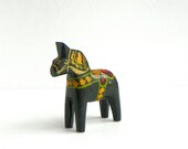 Vintage Swedish Dala Horse- Black
