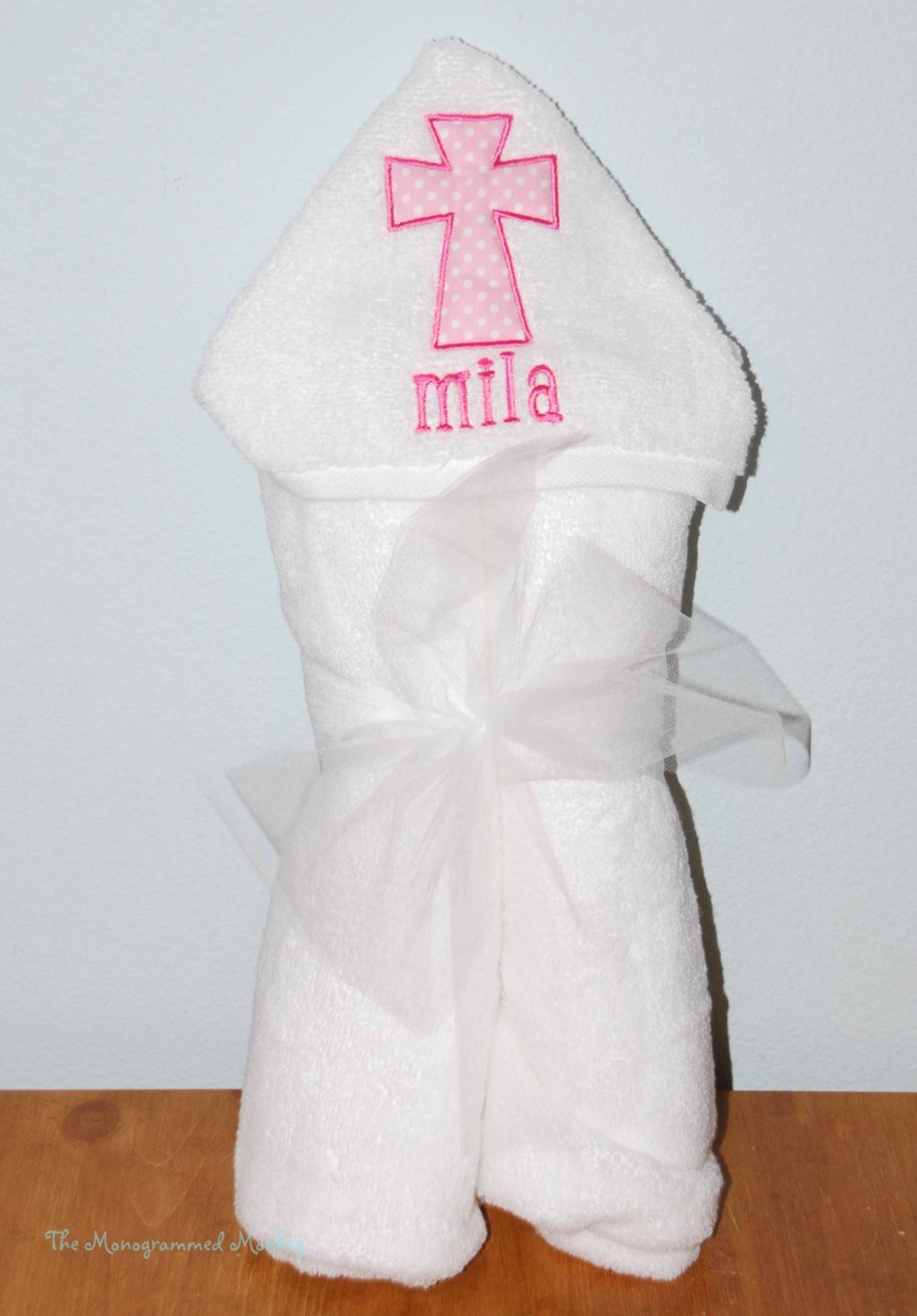 Boutique Custom Personalized Monogrammed Childrens' Appliqued Hooded Towel Cross Boys Girls Kids