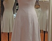 SAMPLE SALE: Simple Boat Neck, short wedding dress, Dove Grey Wool, Vintage and Eco-Friendly