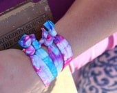 Set of FOUR Tye Dye No Dent Hair Ties, heat sealed, won't leave a kink, Ultra Soft and stretchy, doubles as Bracelet, ponytail holder