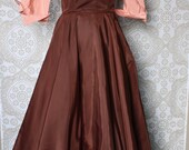Vintage 1950's Party Lines Brown and Pink Party Gown with Jacket M/L