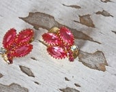 Vintage 1930's Marquis Cut Pink Rhinestone Cluster Earrings