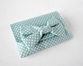 Purse wallet pouch: Tilda tiny stars in baby blue,pink and white with bow.