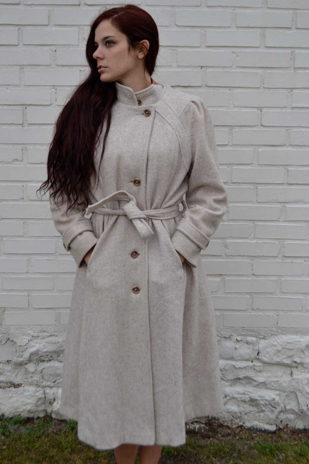 Vintage 70s Wool Princess Trench Coat - S/M