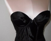 Vintage Black Bustier Satin Wonderbra Size 32A Strapless Bra Corset