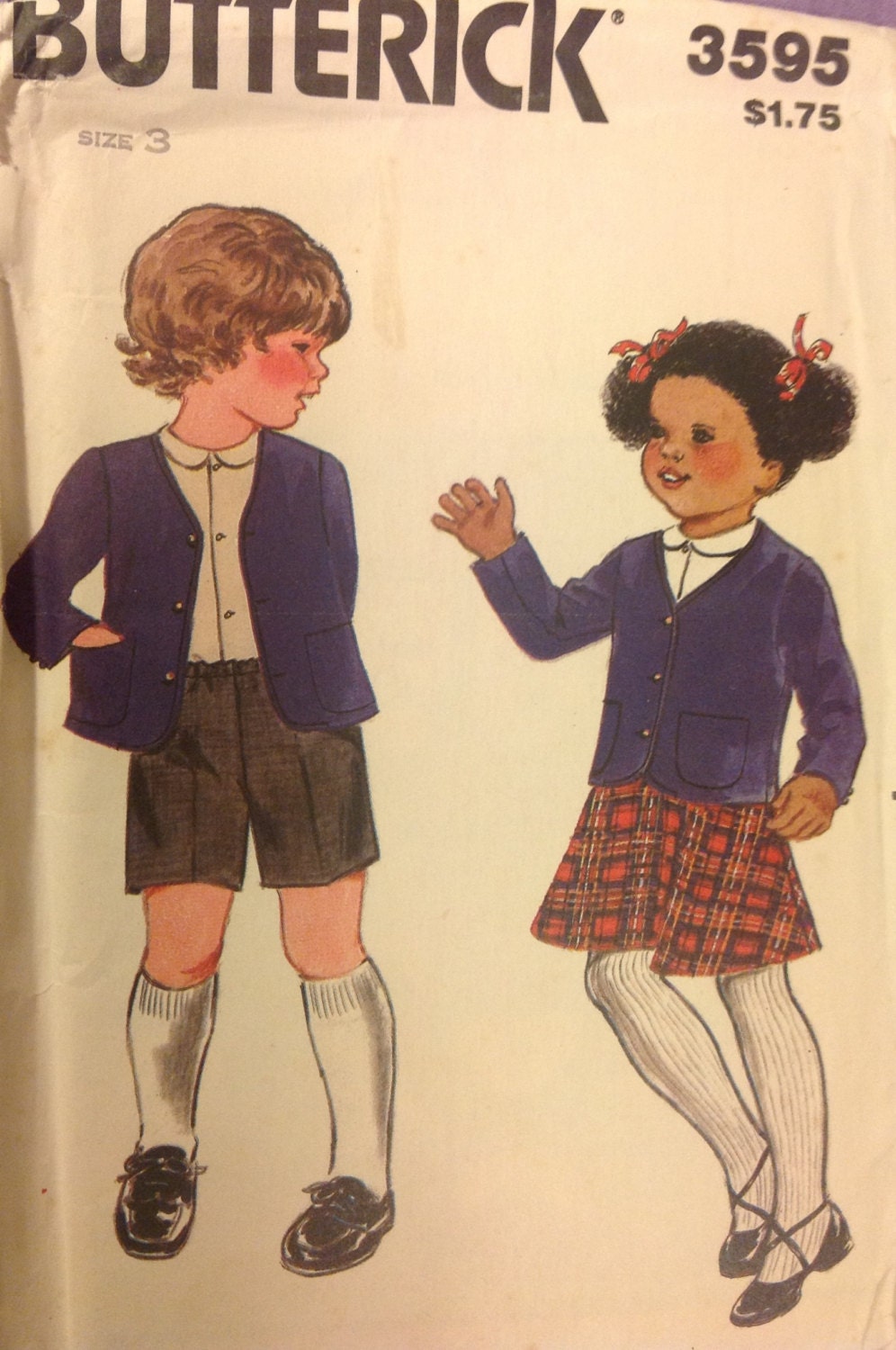 Butterick 3595 TODDLER Child size 3 Jacket sewing pattern Shirt Jacket Skirt Shorts Children's Vintage sewing pattern UNCUT