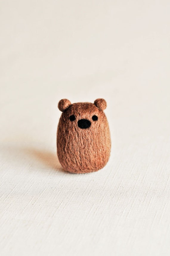 Bernie the Brown Bear - Needle Felted Wooly Animal - Woodland Nature Waldorf Inspired Home Decor Gift Cute Adorable Felt All Natural Wool