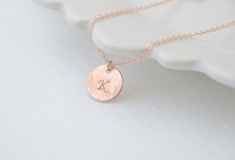 Rose gold initial necklace - rose gold letter - personalized necklace