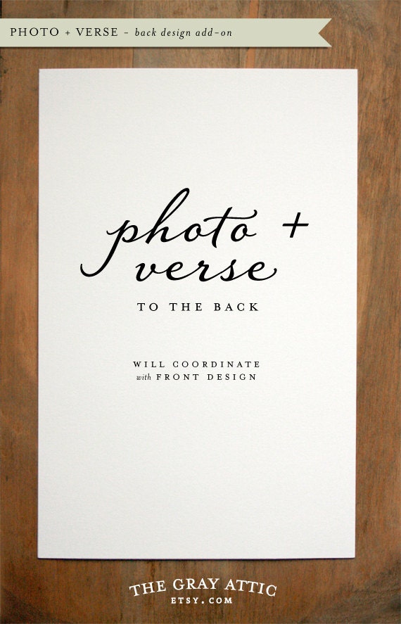 Add PHOTO and VERSE (Scripture or Personal Note) to the back