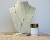 Dainty Feather Necklace with Obsidian Chain