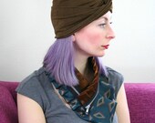 Dark brown turban headband, extra chunky, extra wide headband, stretch turban twist (H24)