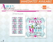 Alice in Wonderland Inspired Tea Party Printable 3" Square Thank You Tag / Note Cards - DIY Print - Alice's Tea Party - Instant Download Il_170x135