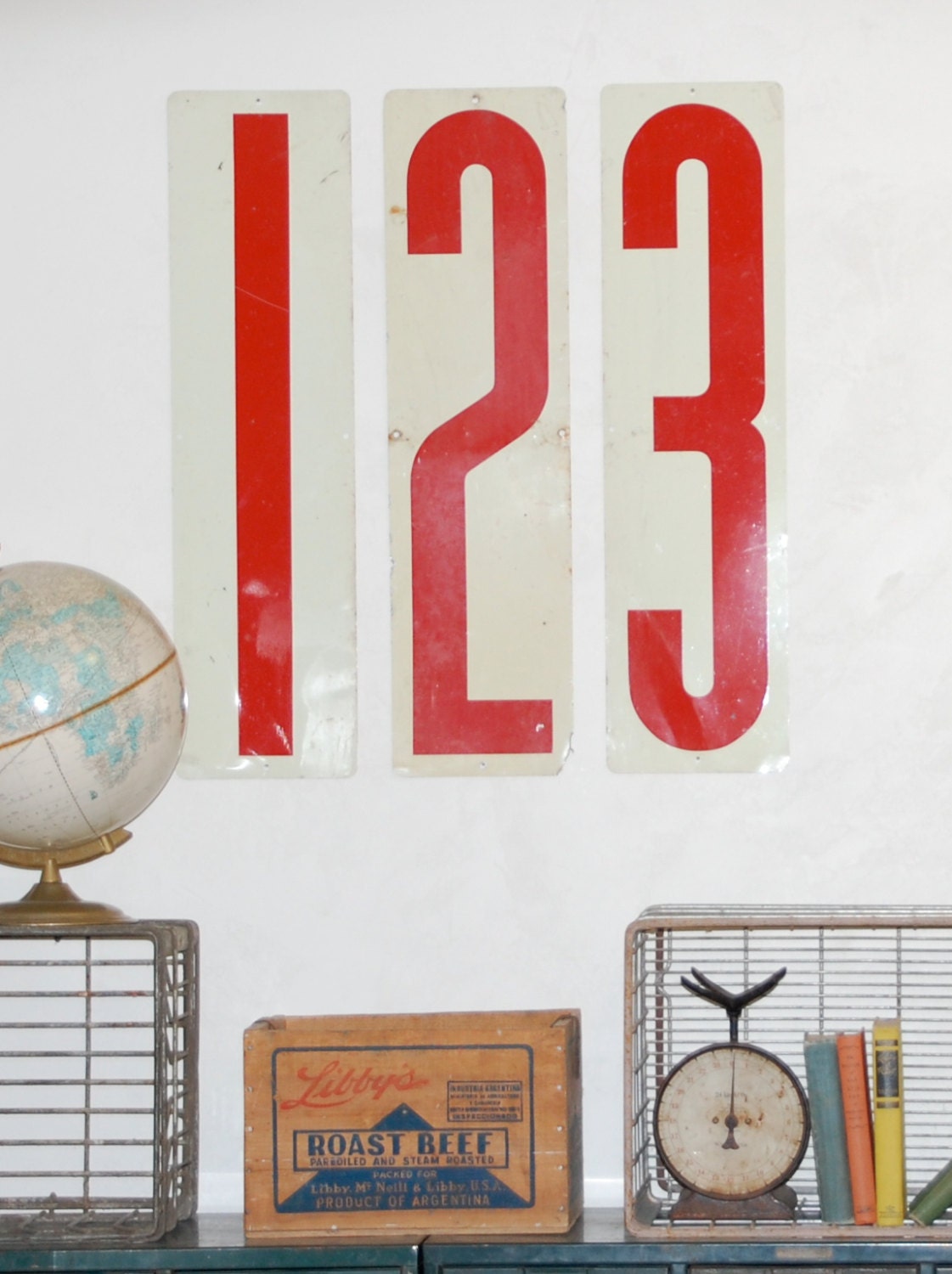 Reclaimed Vintage Large Metal Gas Station Numeral Number Signs