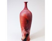 Saggar Vase in orange white pink black and red