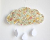 Cloud Mobile - Liberty London Fabric - Crib Mobile - Modern Baby Nursery Decor - Yellow Pink Peach Mint