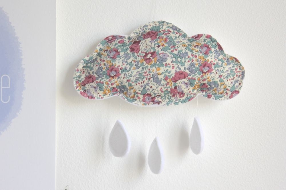 Liberty Floral Cloud Mobile - Crib Mobile - Modern Baby Nursery Decor - Pink Teal Lavender