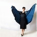 Vintage Peacock Blue and Black Embroidered Silk Jacket . Folk Art Embroidery . Beautiful Butterfly Blue