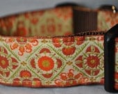 Bukhara Cream and Orange - Adjustable 1 1/2" Wide Dog Collar