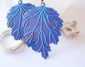 Purple and Blue Large Maple Leaf Earrings