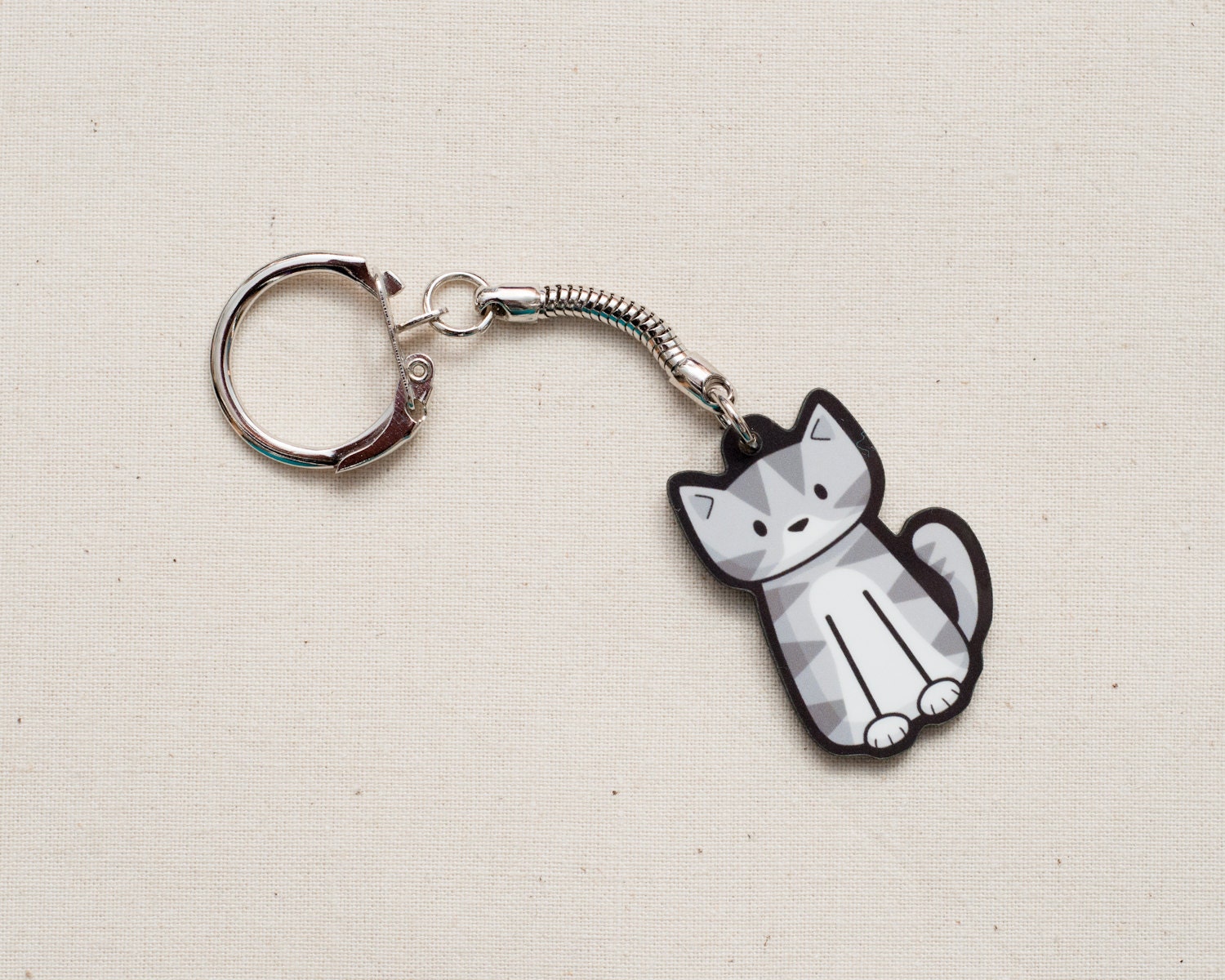 Grey Cat Keyring