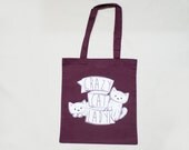 Crazy Cat Lady - Cotton Bag - Burgandy