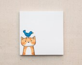 Cat and Bird Post-it Notes - Sticky Notes