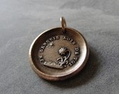 I Languish Without You - wax seal charm with Flower and Sun - antique wax seal jewelry in bronze