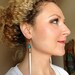 Ivory African Porcupine Quill Earrings with Turquoise 4.5 inches