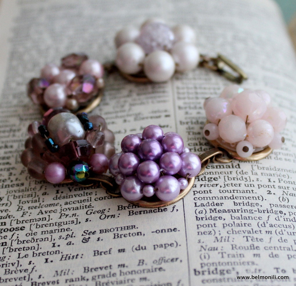 Lilac Purple Recycled Bracelet Vintage BEST GIFT Bridesmaid, Mother's Day