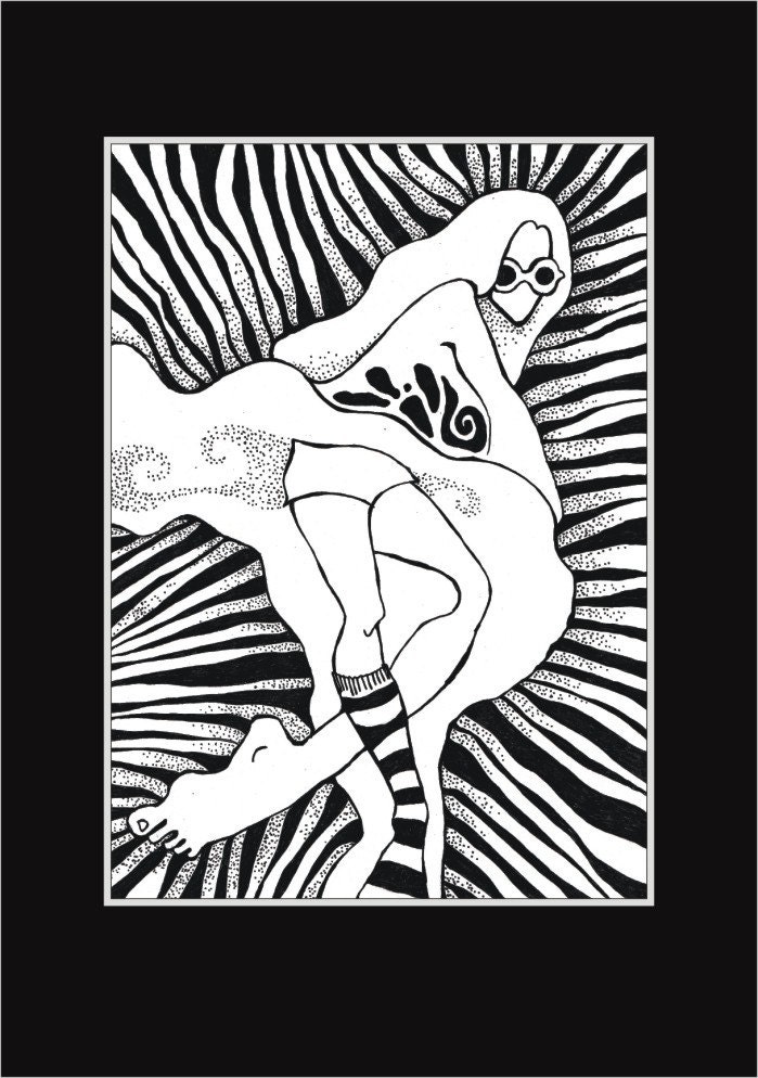Black and white art print - 10x8 ink drawing art print - Stripes graphic art - Pen and ink drawing