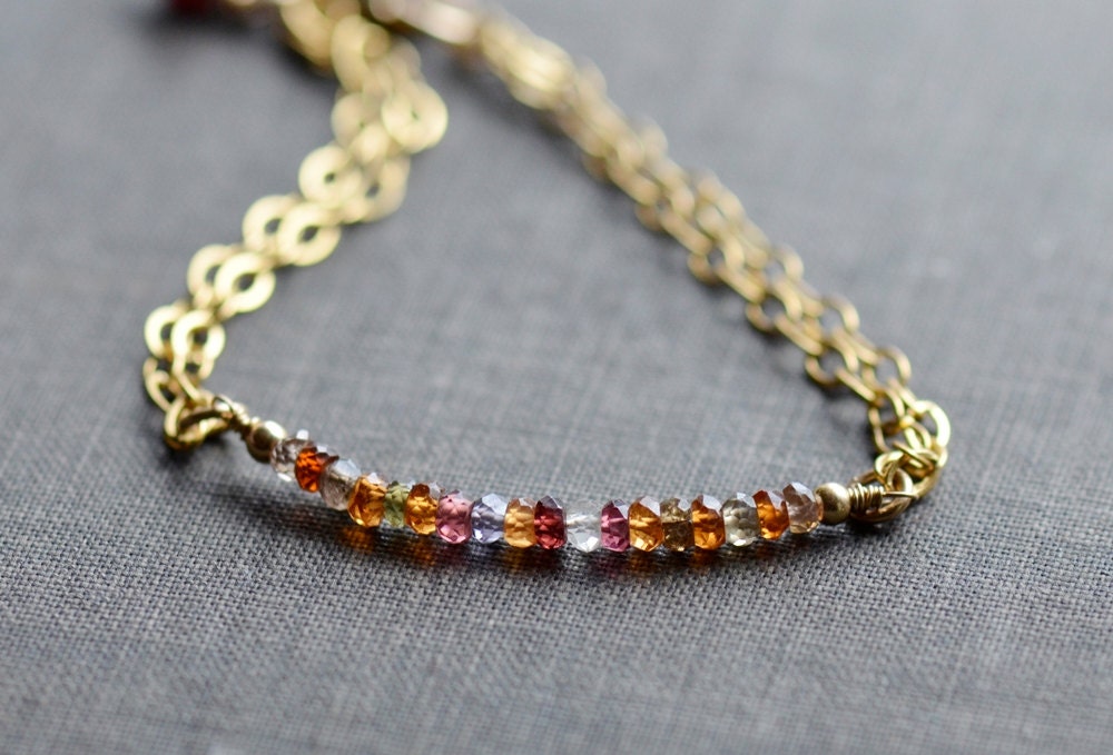 Tundra Sapphire Bracelet.  Wire Wrapped Gemstone Bracelet in 14k Gold Filled.