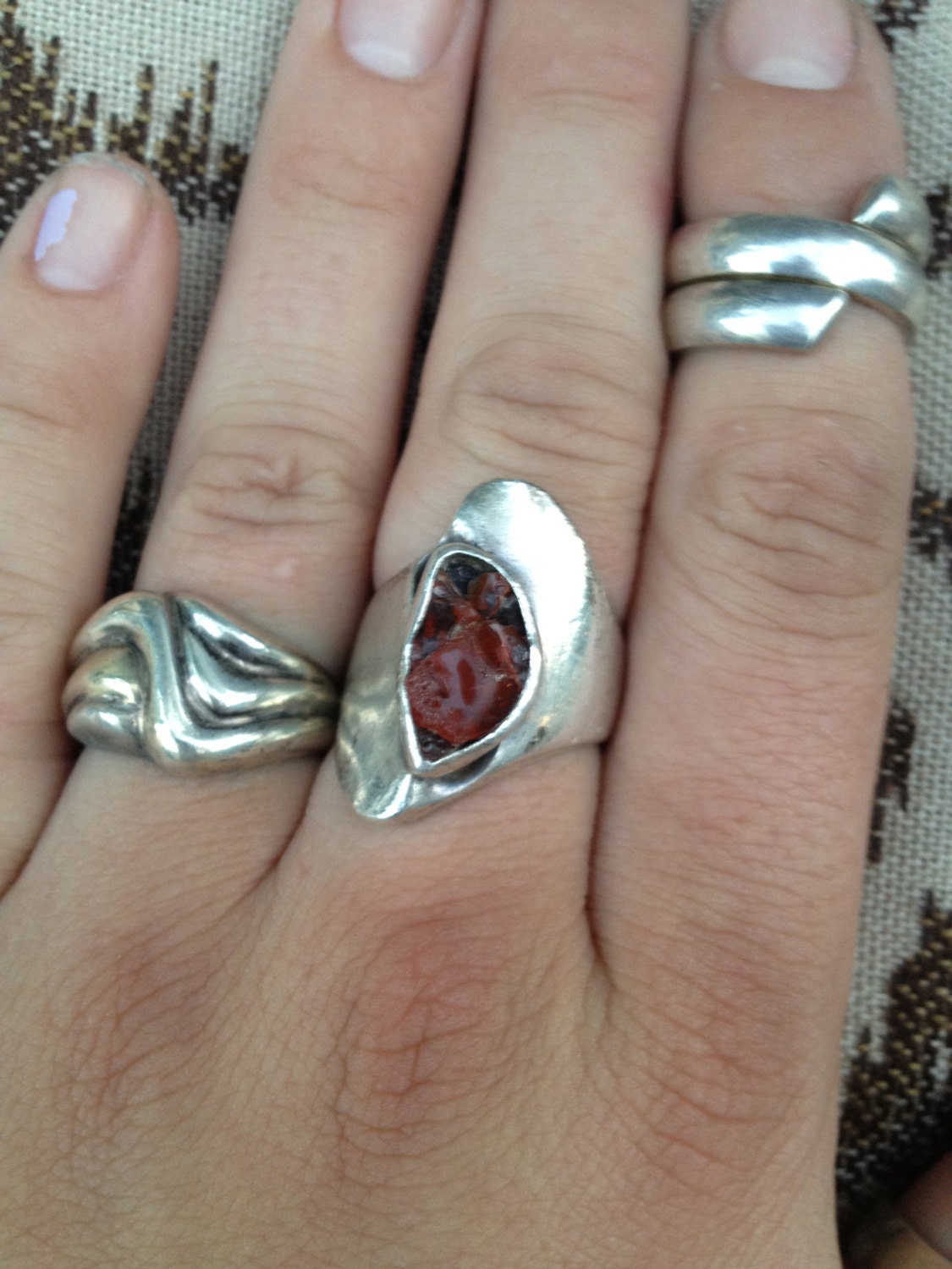 Vintage Sterling Silver Wave Design Ring SIZE 7 signed