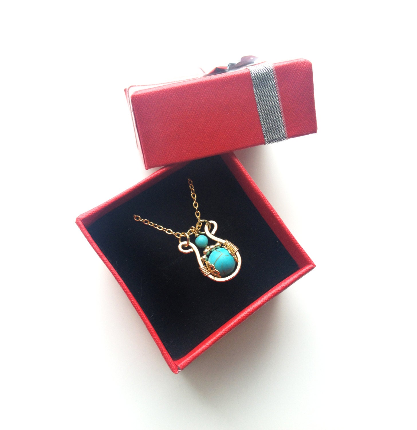 Mother's Day Turquoise Lyre Necklace