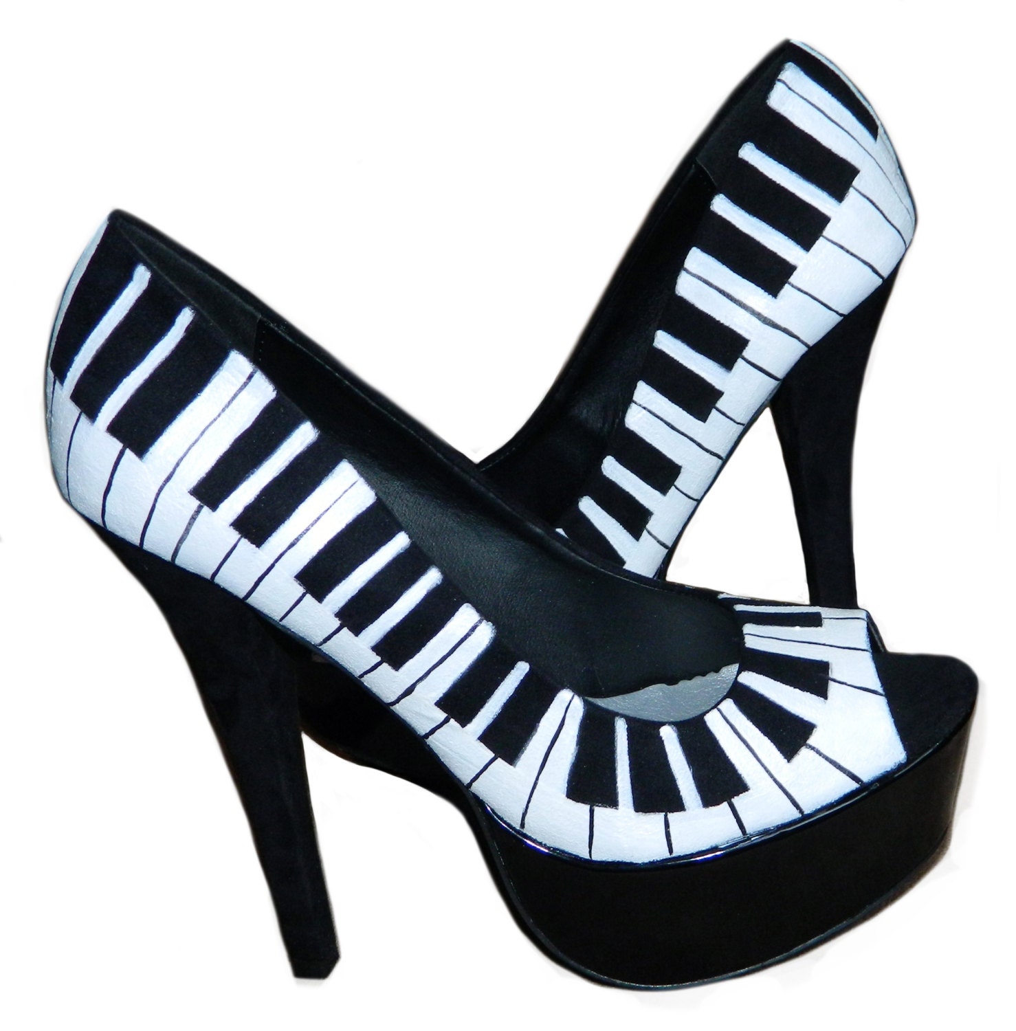 Piano Keys Painted Shoes- Flats or Heels