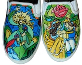 Beauty and the Beast Custom Painted Sneakers