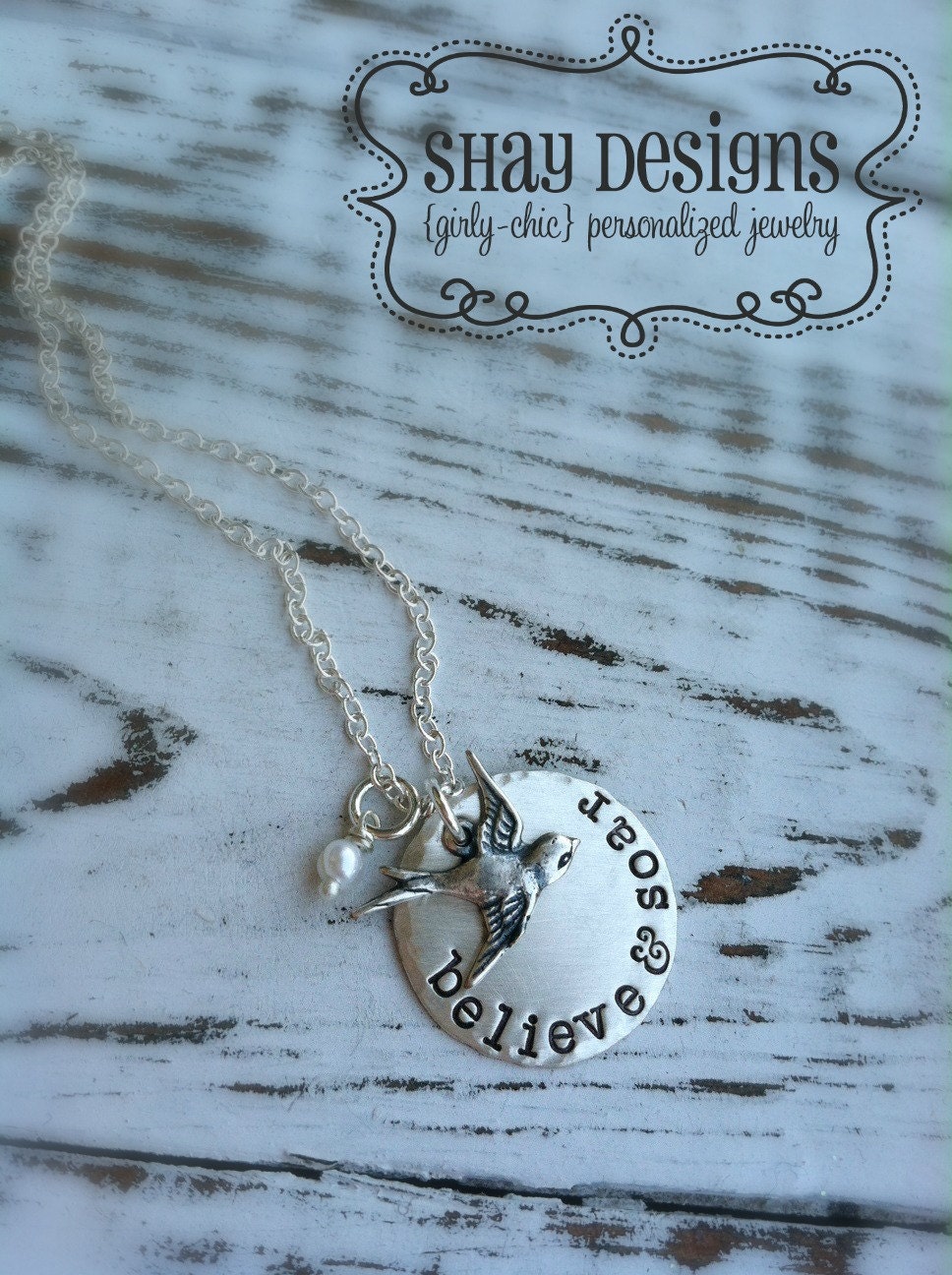 Stamped BELIEVE & SOAR Necklace