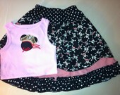 Custom Embroidered Minnie Mouse Pirate Princess, Pirate Skirt, Pirate Twirl Skirt, Disney Pirate Top and Skirt, Sibling Outfits, Sz 2 to 10
