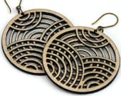 Geometric Circles Large Handcrafted Wood Earrings (0025)