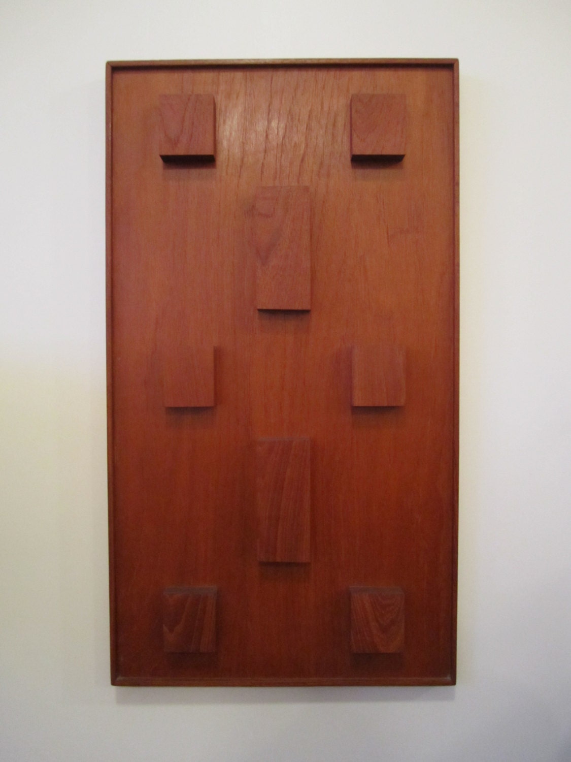 Vintage Modern Solid Teak Sculptural Wall Art