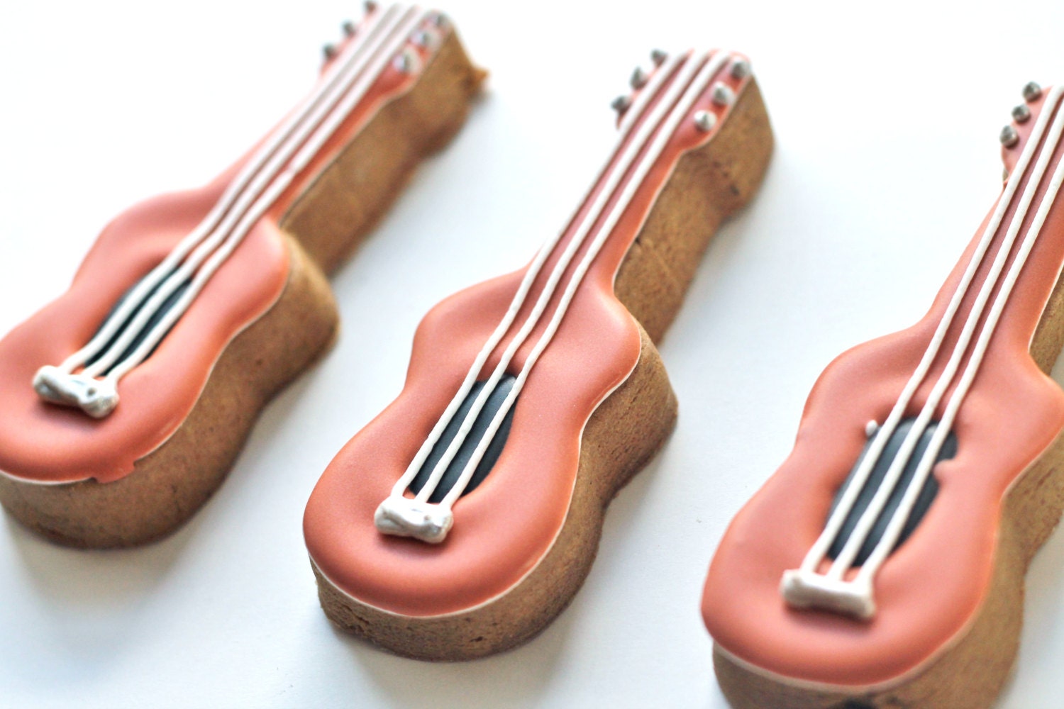 Acoustic Guitar Decorated Sugar Cookies - Music Favors - Dudes - Rustic Wedding