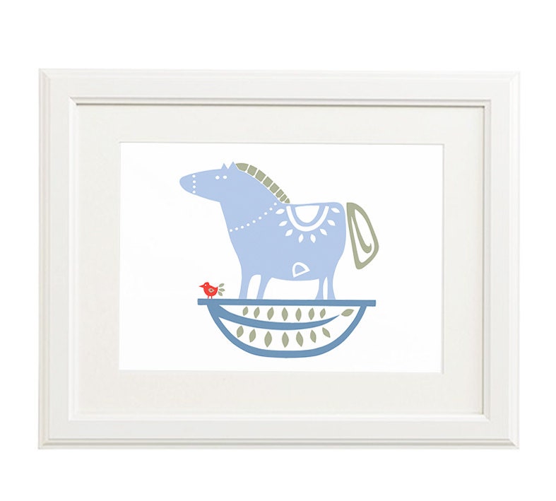 Bruce the Rocking Horse A4 Modern art print by Big Bad Wolf Design.