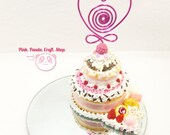 Reserved ---- Polymer clay layered cake photo wire holder / note holder