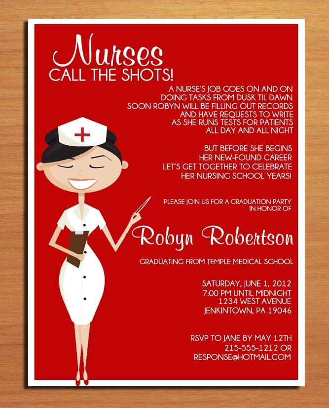 Nursing / Medical Degree Graduation Party Invitation Cards PRINTABLE DIY