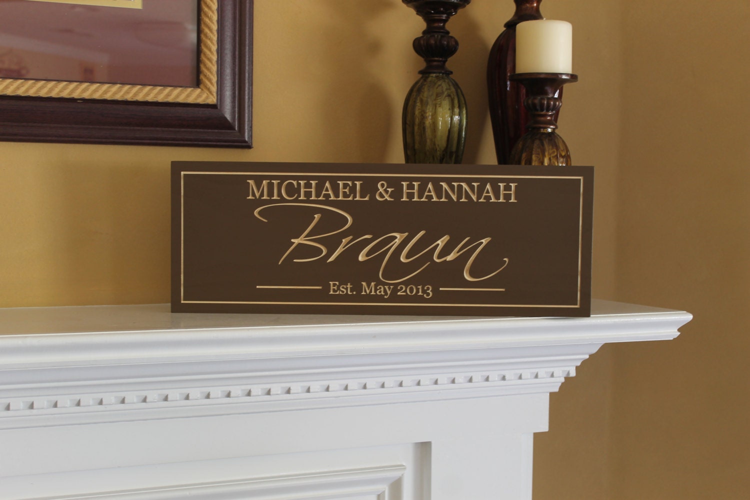 Personalized Last name sign Custom Wooden Sign CARVED Family Name Sign Custom Wedding sign Gift Established Date Anniversary Wooden Plaque