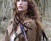 Feather and leather headband