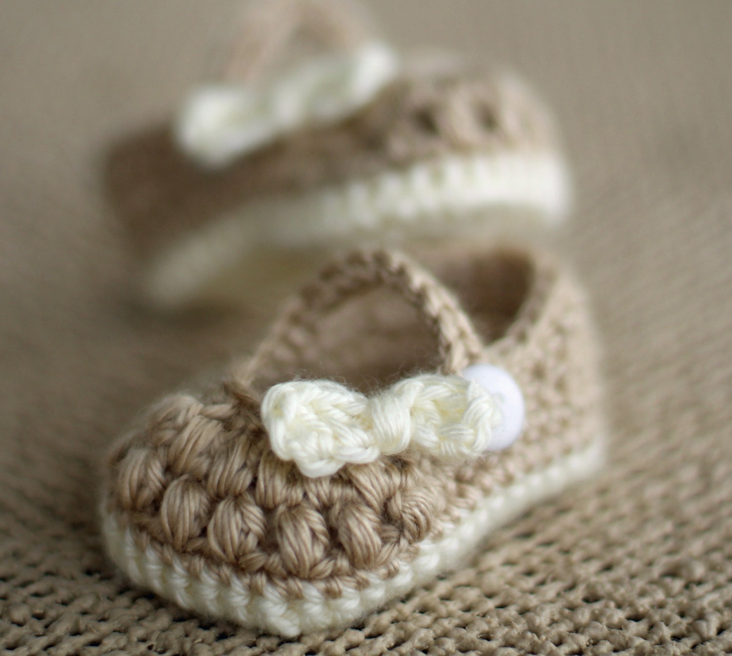 SALE PRICE Crochet Baby Booties - Baby Girl Booties -  Little Bo Peep Mary Janes - Newborn & 0-3 months Sizes